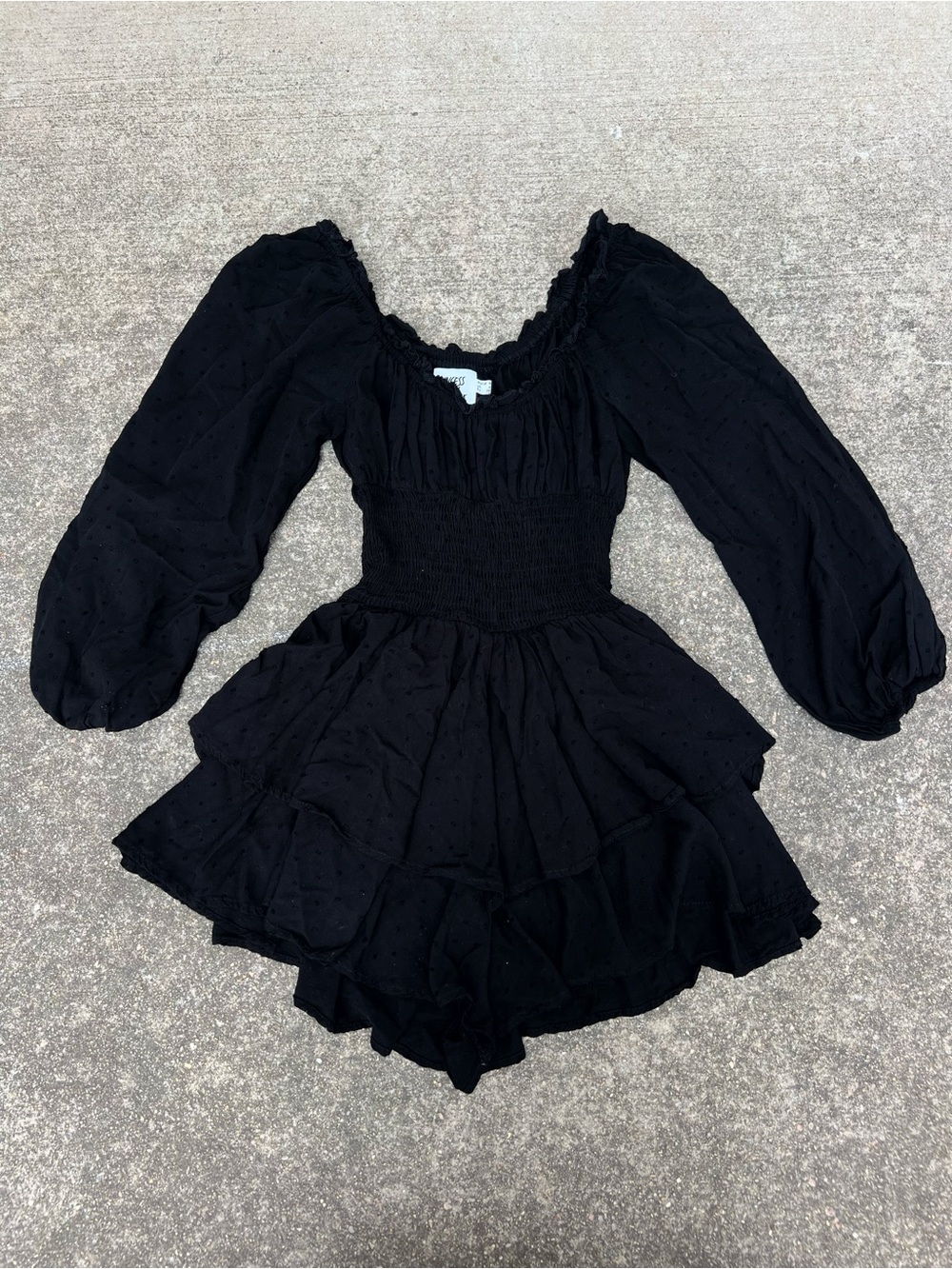 Princess Polly Love Galore Black Long Sleeve Romper Size 4